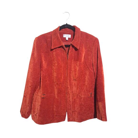 Vintage Conrad C Classy Women's size 18 Velvet Burnout Sophisticated Zip Jacket - Picture 1 of 13